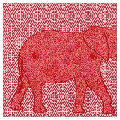 Tissu Éléphant de fleur - rouge-foncé et de corail (Fermer)