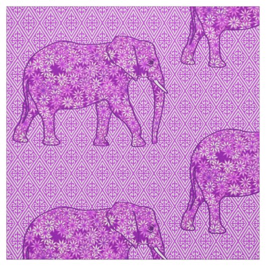 Tissu Éléphant de fleurs - mauve améthyste (Échantillon)