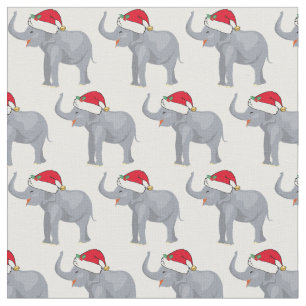 Tissu Éléphant de Noël à Santa Hat Mignonne