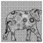 Tissu Éléphant de remous de fractale - gris, noir et (Fermer)