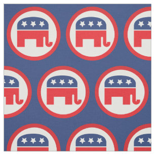 Tissu Eléphant du Parti républicain Rouge, blanc et b