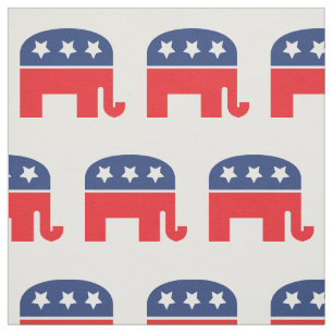 Tissu Eléphant du Parti républicain Rouge, blanc et b