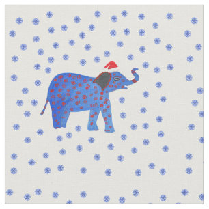 Tissu Elephant et flocons de neige