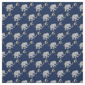 Tissu Eléphant gris mou avec lune et étoile en bleu (Échantillon)