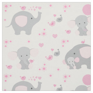 Tissu Eléphant rose fille bébé
