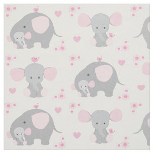 Tissu Elephant rose Grey Safari Animal Nursery Baby Girl