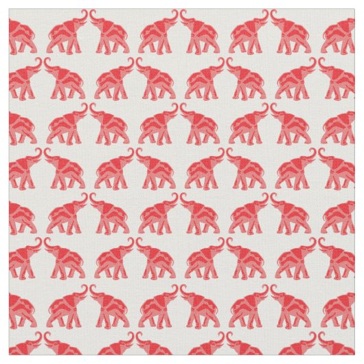 Tissu Éléphant rouge chanceux (Fermer)