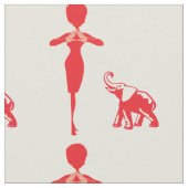 Tissu Éléphant Rouge Chanceux (Fermer)