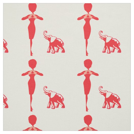 Tissu Éléphant Rouge Chanceux (Échantillon)