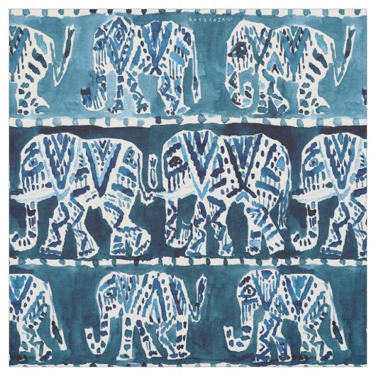 Tissu ELEPHANT SAFARI Boho Deep Indigo (Échantillon)