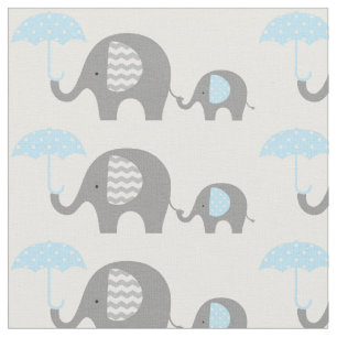 Tissu - Éléphants Bleu