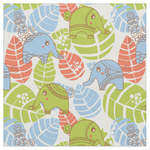 Tissu Éléphants colorés de jungle