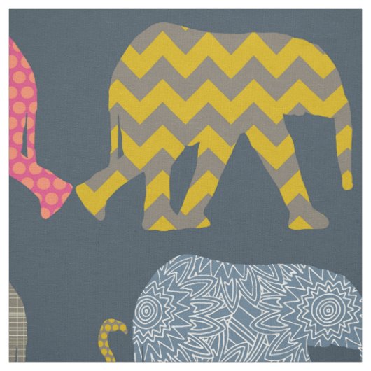 Tissu éléphants et flamants de bébé (Échantillon)