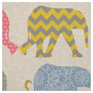 Tissu éléphants et flamants de bébé de toile
