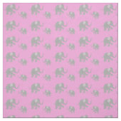 Tissu Eléphants gris mignons sur rose (Échantillon)