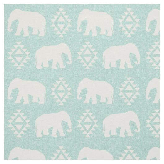 Tissu Eléphants - menthe (Échantillon)