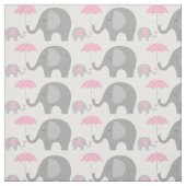 Tissu - Eléphants rose et gris (Échantillon)