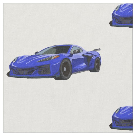 Tissu Elkhart Blue C8 Corvette dessin à la main (Fermer)