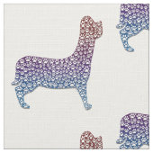 Tissu Embossed Indigo Gradient Paw Print Dog Outline (Détail)