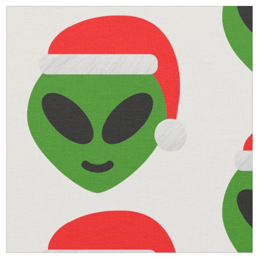 Tissu emoji alien père Noël vert (Fermer)