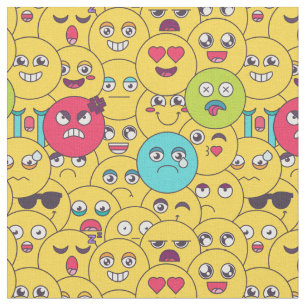 Tissu Emoji sans couture Motif-coloré Émotions de dessin