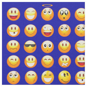 tissu emojis bleu foncé