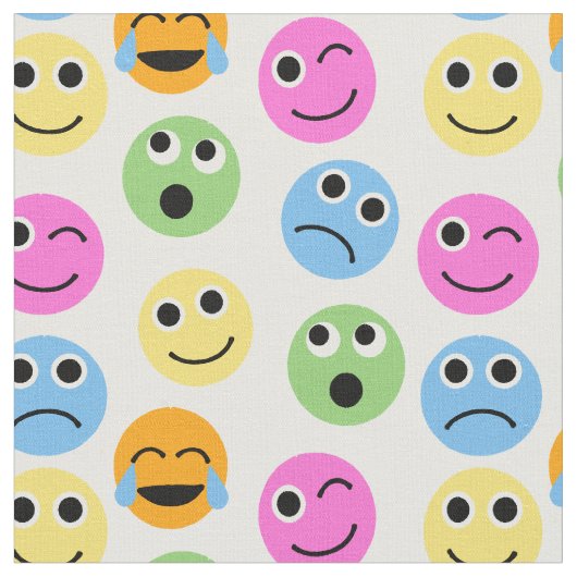 Tissu Emoticon coloré Façades Emojis Imprimer (Fermer)
