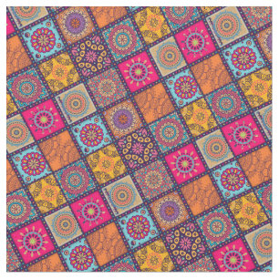 Tissu Empreinte colorée du mandala marocain