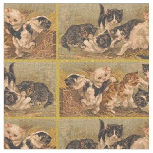 Tissu Empreinte de chatons victoriens (Fermer)