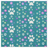 Tissu Empreinte de chien de fleurs (Échantillon)
