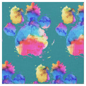 Tissu Empreinte de chien en aquarelles colorées (Fermer)