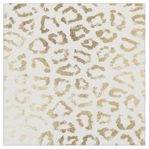 Tissu Empreinte de léopard chic blanc moderne de feuill