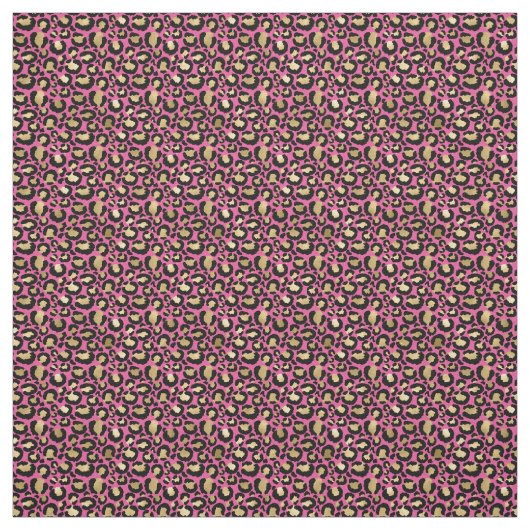 Tissu Empreinte de léopard d'or de Glam rose (Échantillon)
