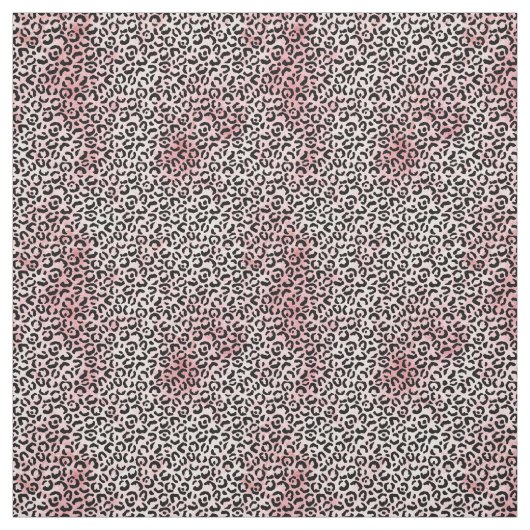 Tissu Empreinte de léopard noir blanc PinK (Échantillon)