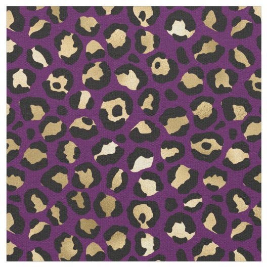 Tissu Empreinte de léopard pourpre et or (Fermer)