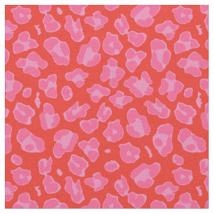 Tissu Empreinte de léopard rose et rouge mignon