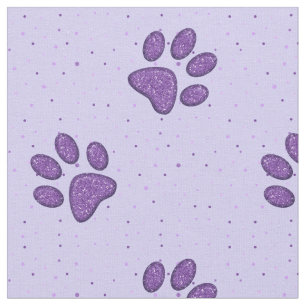 Tissu empreinte de patte de chat étincelant - violet