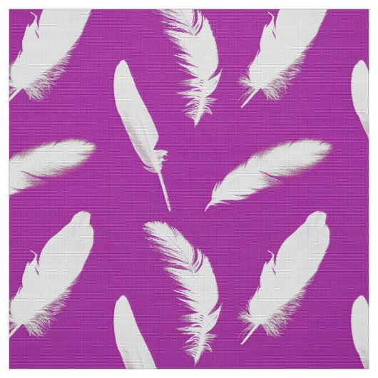 Tissu Empreinte de plumes blanches sur améthyste violet (Échantillon)