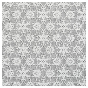 Tissu Empreinte dentelle antique - gris blanc et argent