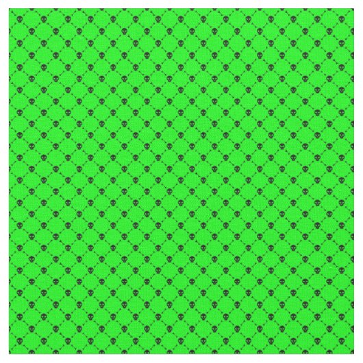 Tissu empreinte du crâne d'halloween vert acide (Fermer)