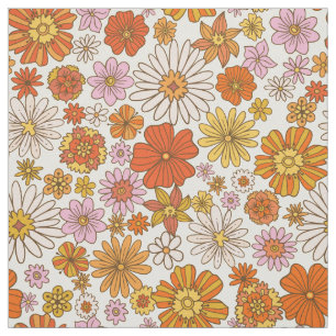 Tissu Empreinte florale inspirée des années 70