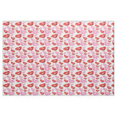 Tissu Empreinte rouge et rouge à lèvres rose (Yard)
