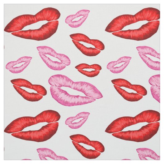 Tissu Empreinte rouge et rouge à lèvres rose (Échantillon)
