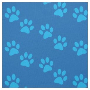 Tissu Empreintes de pattes bleus de chien
