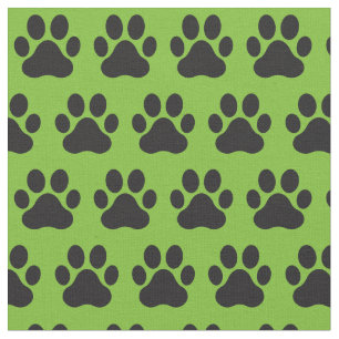 Tissu Empreintes de pattes de chat chien animal vert noi