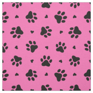 Tissu Empreintes de pattes de chien noir et Motif de coe