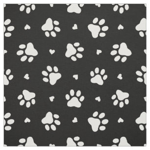 Tissu Empreintes de pattes et Motifs de Coeurs de Chien