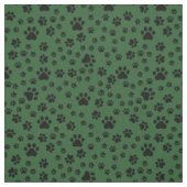 Tissu Empreintes de pattes noirs sur vert (Échantillon)