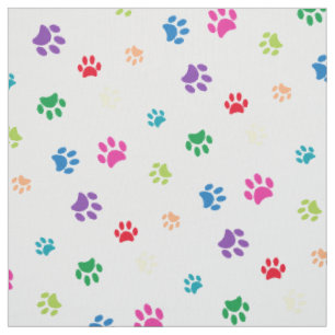 Tissu Empreintes de pattes peintes en arc-en-ciel sur fo