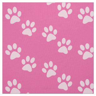 Tissu Empreintes de pattes roses